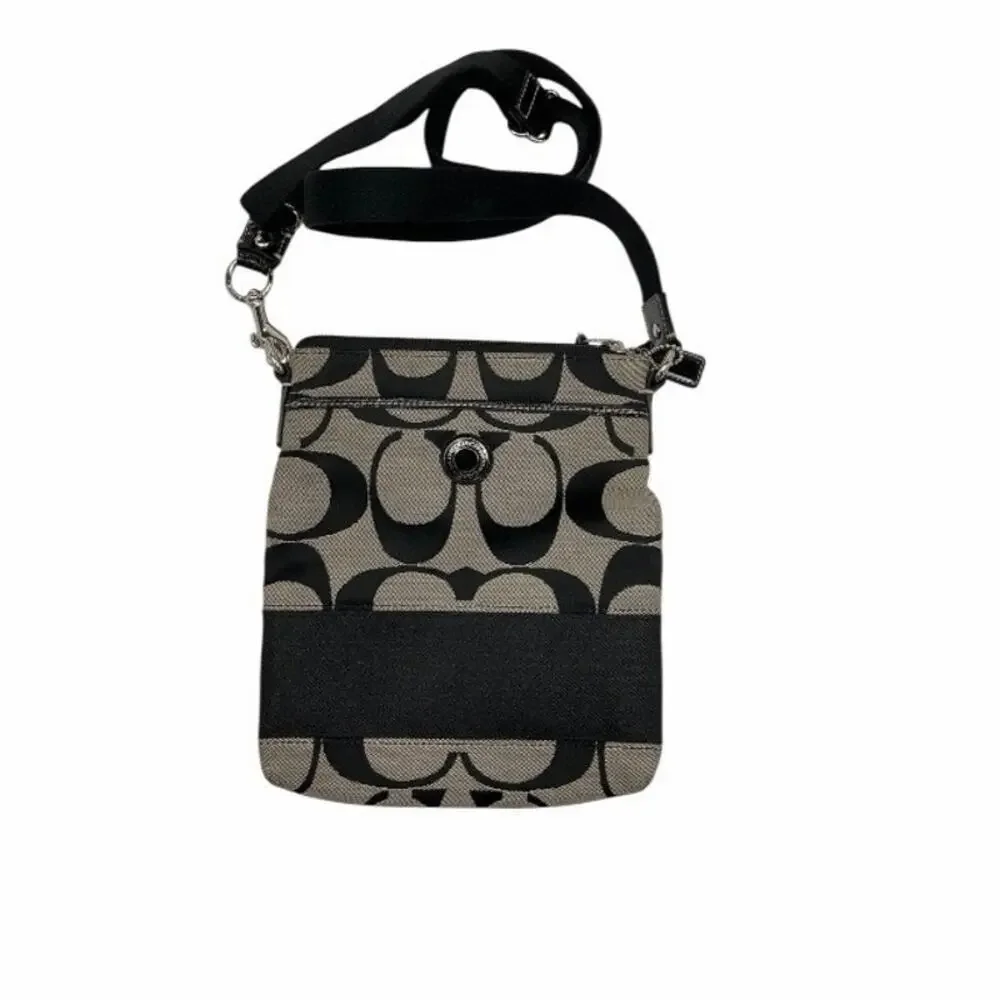 Coach Signature Stripe Crossbody File Bag - Black/Gray